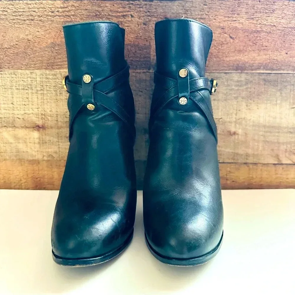 Tory Burch Dorese Leather Ankle Heeled Boots